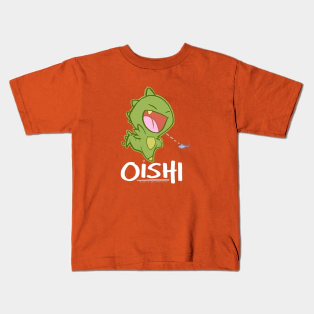 Oishi (white text) Kids T-Shirt by cheeksgalloway